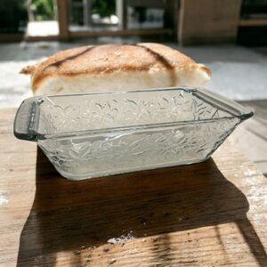 Vintage Princess House Fantasia Crystal Loaf Pan Poinsettia Design